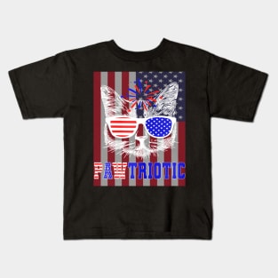 American Patriotic Cat Pawtriotic 4th July American Flag Kids T-Shirt